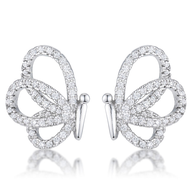 Sweet .45 Ct CZ Butterfly Stud Earrings