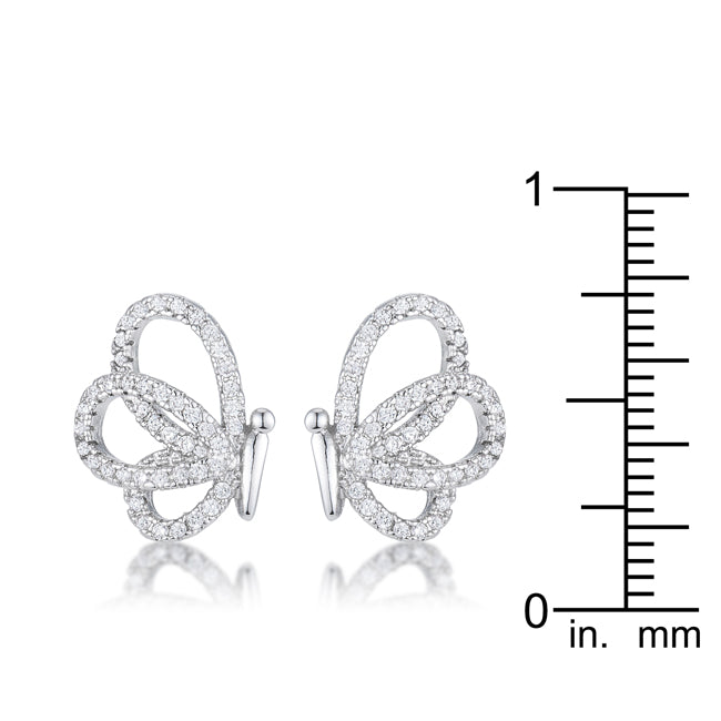 Sweet .45 Ct CZ Butterfly Stud Earrings