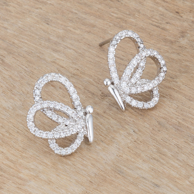 Sweet .45 Ct CZ Butterfly Stud Earrings