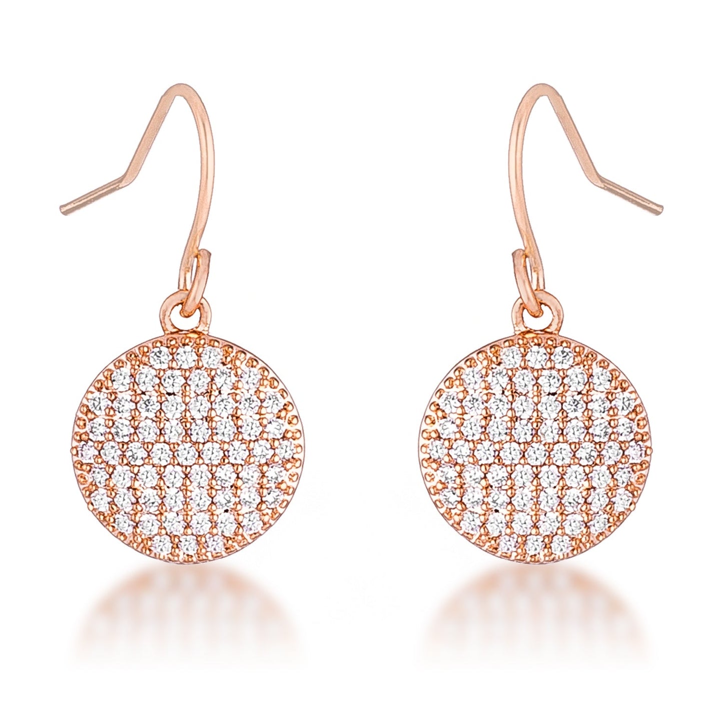 .6 Ct Elegant Everyday CZ Rose Gold Plated Disk Earrings