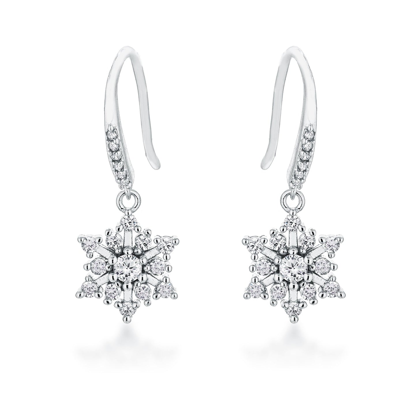 Contemporary Dainty Rhodium Plated CZ Earrings