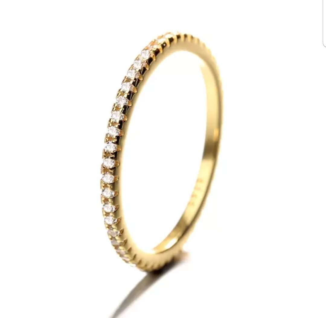 Dainty Sterling Silver Cubic Zirconia Eternity Band Stackable 3 Ring Set