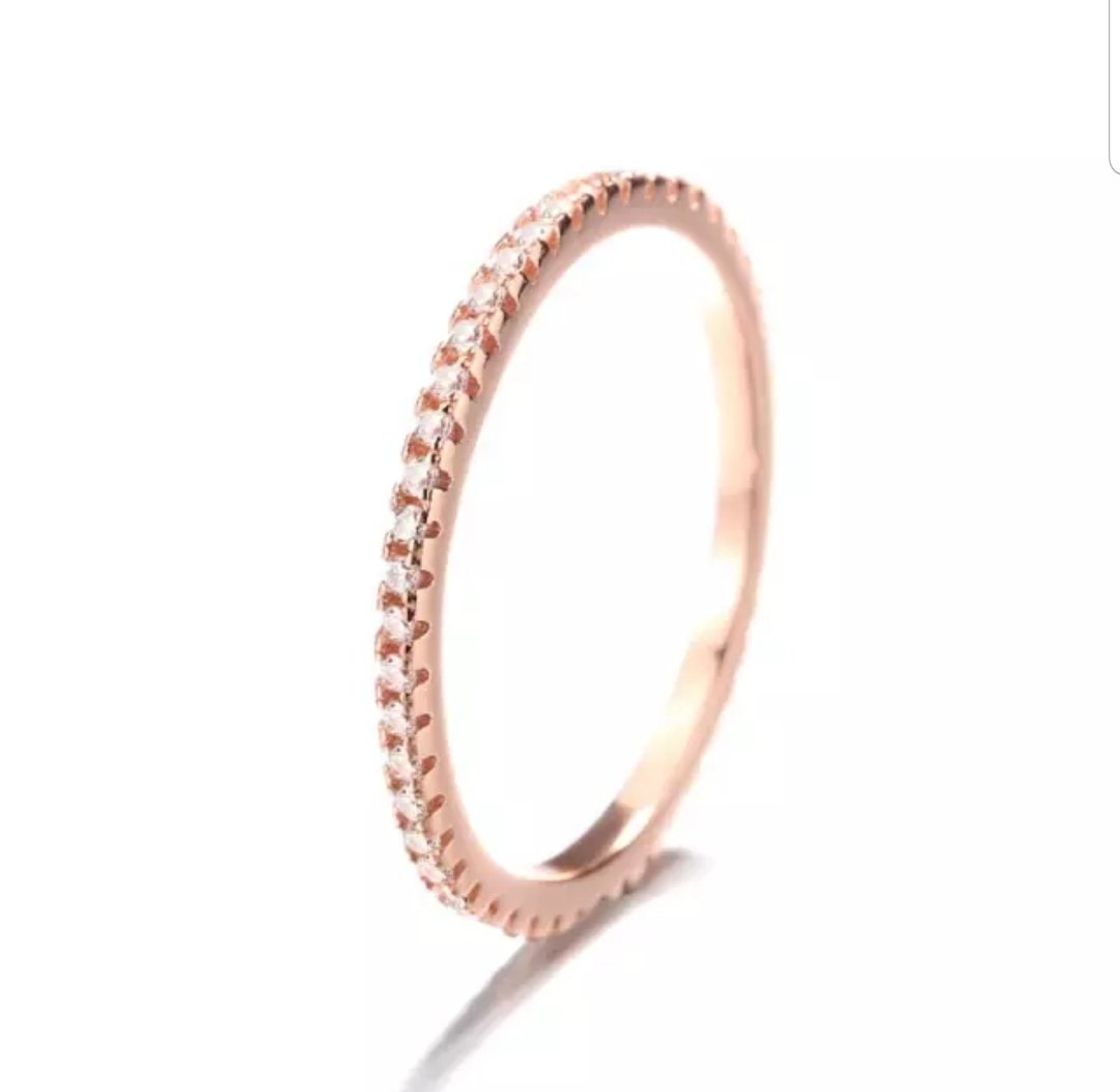 Dainty Sterling Silver Cubic Zirconia Eternity Band Stackable 3 Ring Set