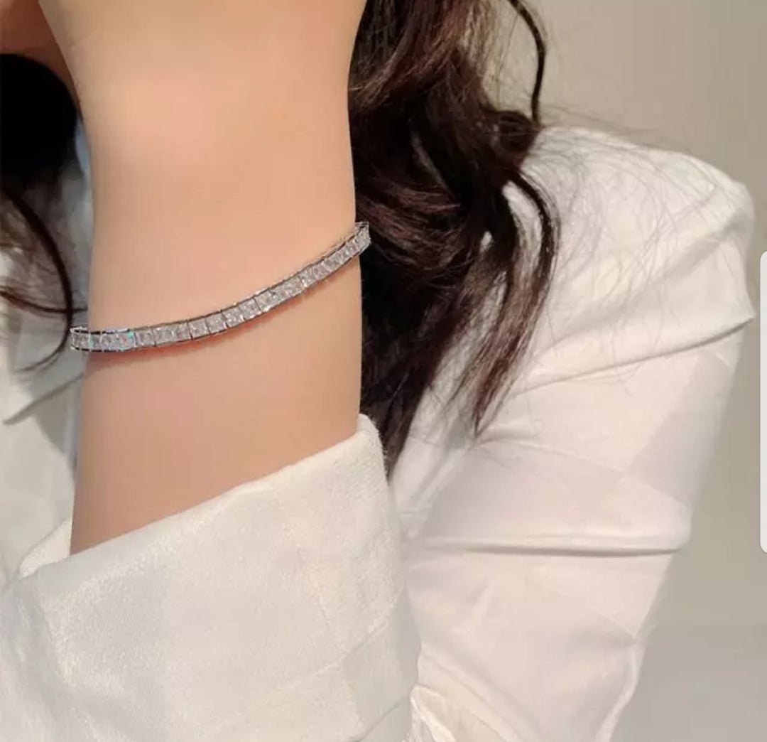 Princess Cut Square 9CT Cubic Zirconia CZ Tennis Bracelet