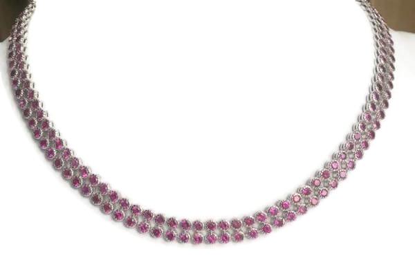 Sterling Silver Two Rows of High Quality Cubic Zirconia Necklace