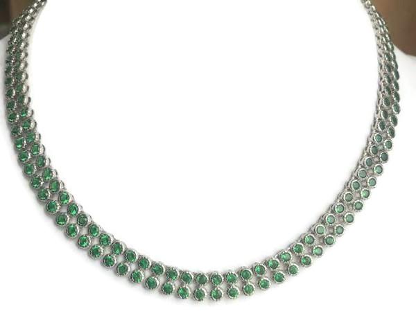 Sterling Silver Two Rows of High Quality Cubic Zirconia Necklace