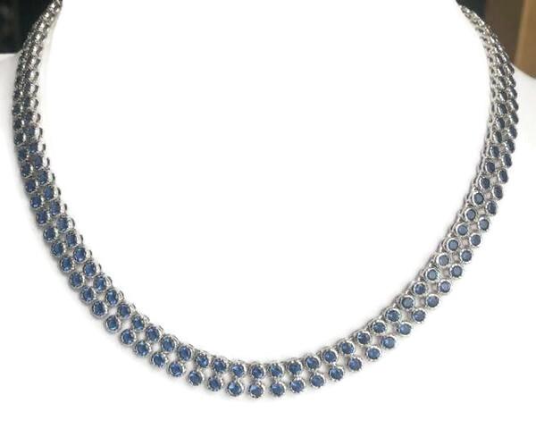 Sterling Silver Two Rows of High Quality Cubic Zirconia Necklace