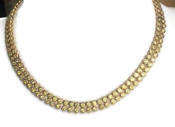 Sterling Silver Two Rows of High Quality Cubic Zirconia Necklace