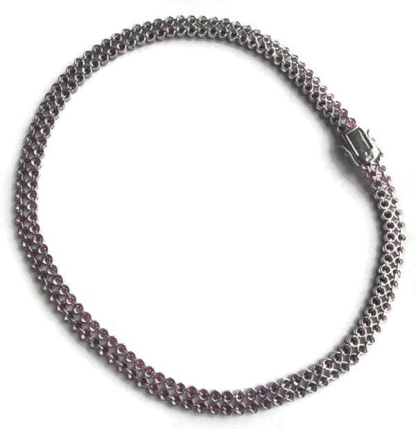 Sterling Silver Two Rows of High Quality Cubic Zirconia Necklace
