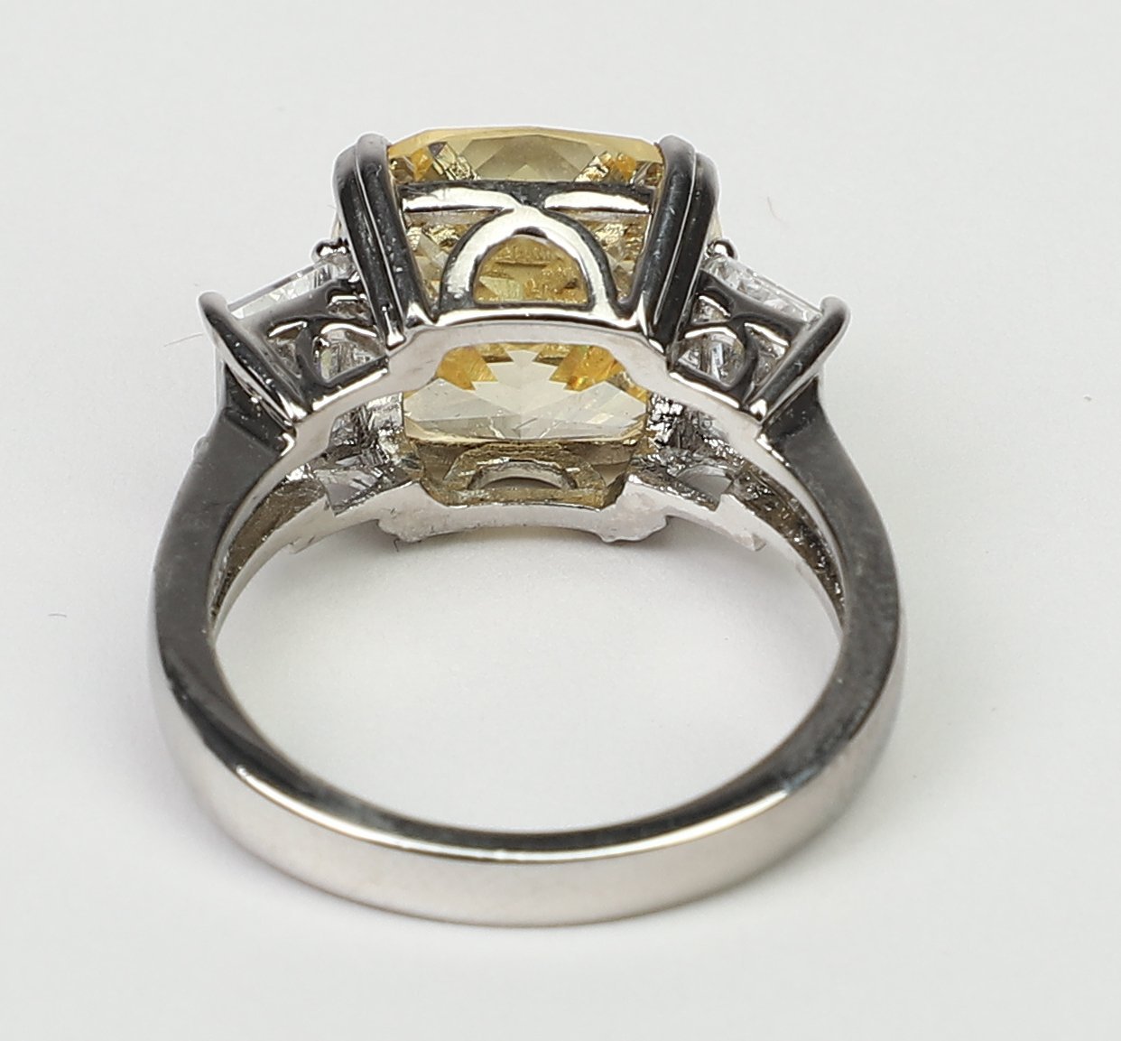 Elegant 5CT Three Stone Cushion Cubic Zirconia Engagement Ring