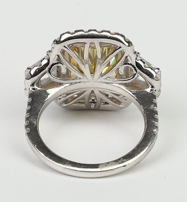 5CT Cushion Cut Sterling Silver Cubic Zirconia Ring