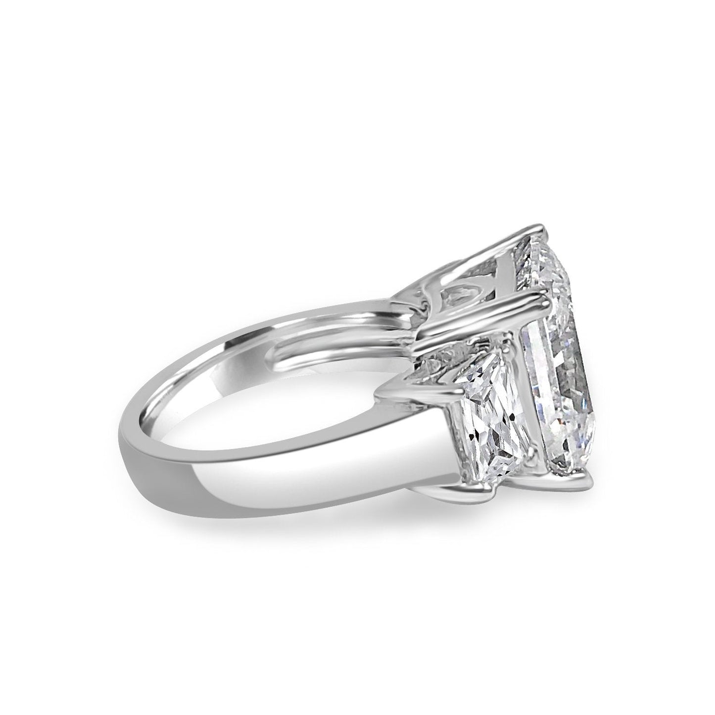 Elegant 5CT Three Stone Cushion Cubic Zirconia Engagement Ring