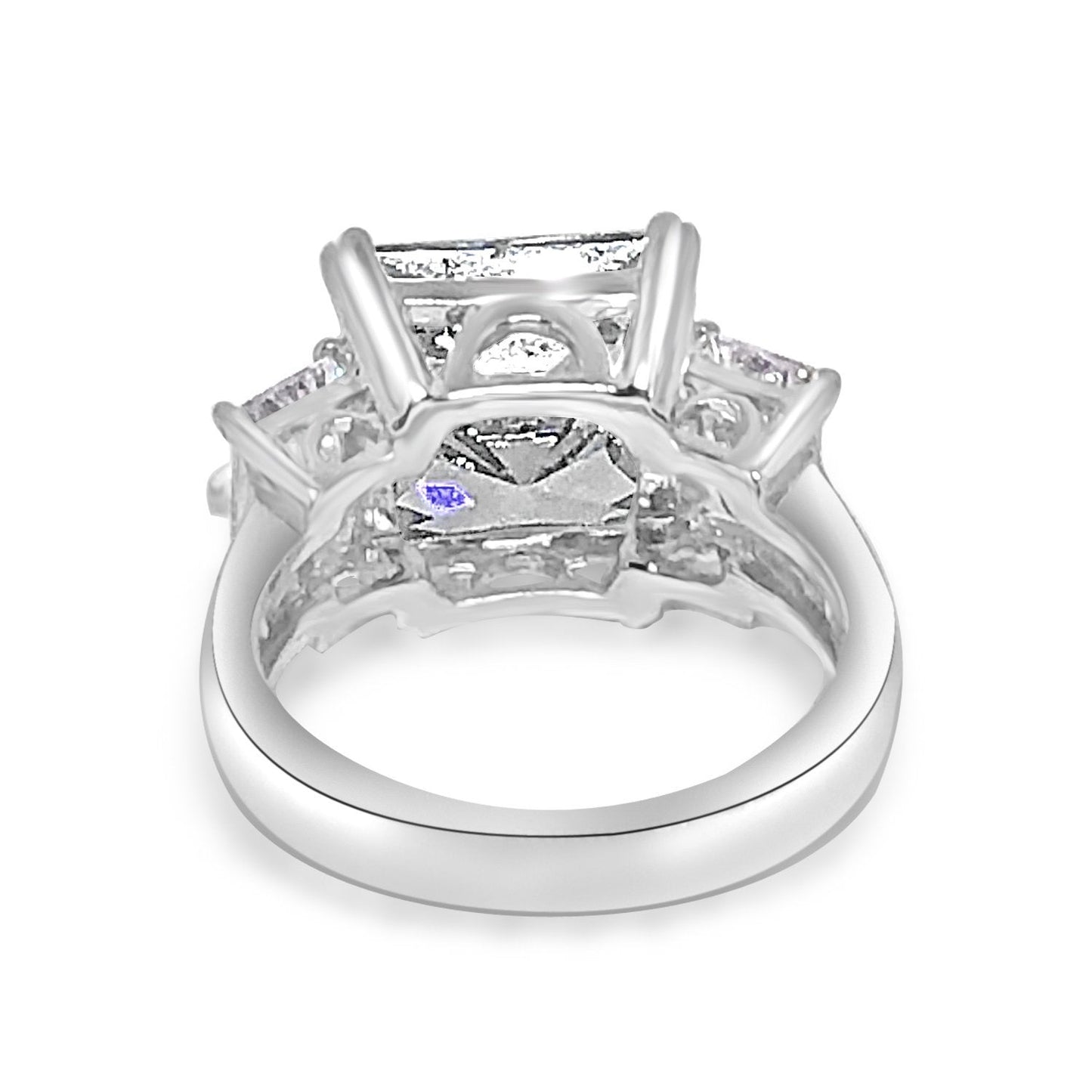 Elegant 5CT Three Stone Cushion Cubic Zirconia Engagement Ring
