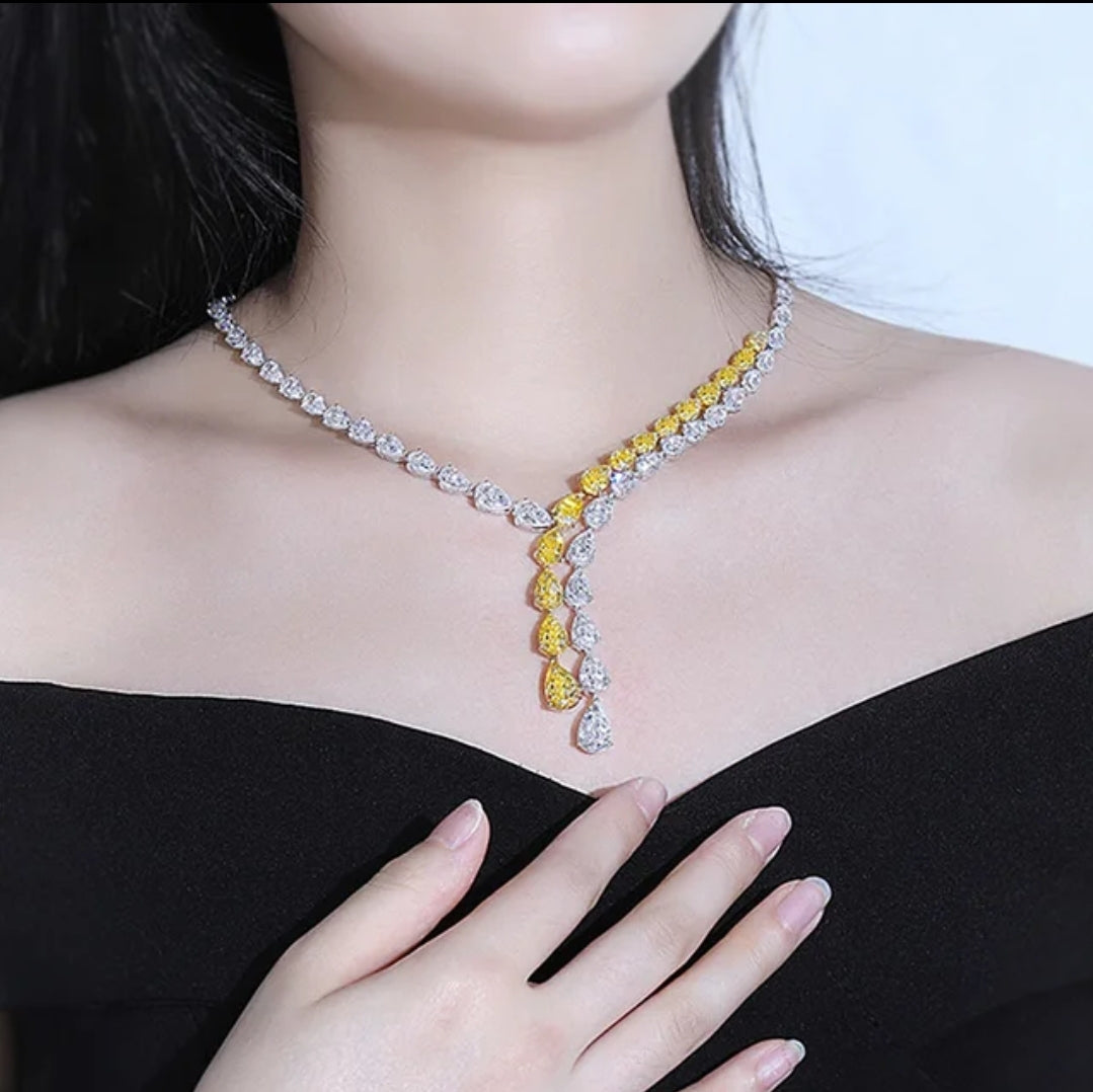 Exquisite Cubic Zirconia Statement Lariat Necklace