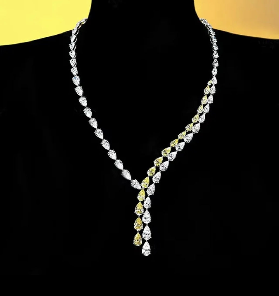 Exquisite Cubic Zirconia Statement Lariat Necklace