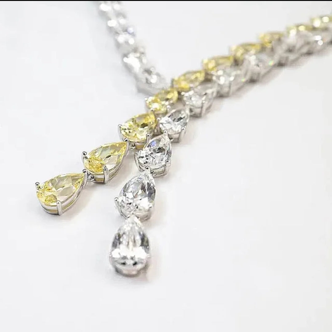 Exquisite Cubic Zirconia Statement Lariat Necklace
