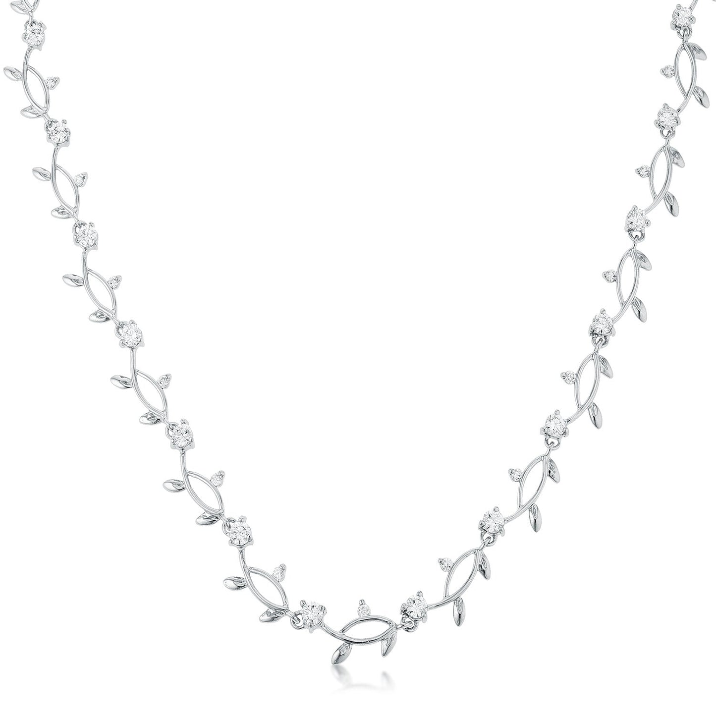 Rhodium Plated CZ Vineyard Necklace
