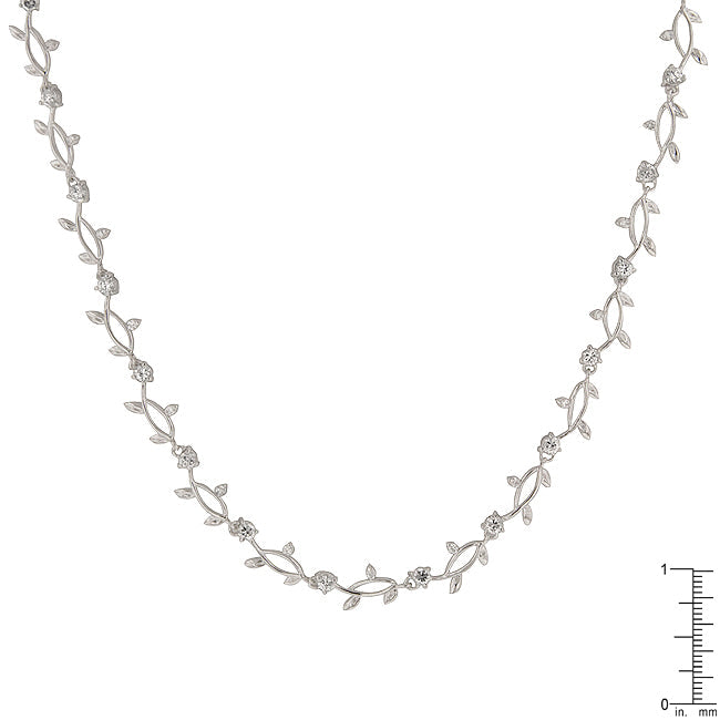 Rhodium Plated CZ Vineyard Necklace