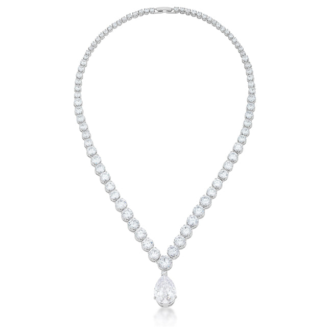 Gorgeous Bejeweled Cubic Zirconia Pear Drop Necklace