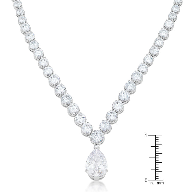Gorgeous Bejeweled Cubic Zirconia Pear Drop Necklace
