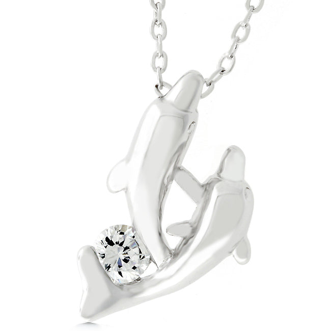 Dual Dolphin Pendant Necklace