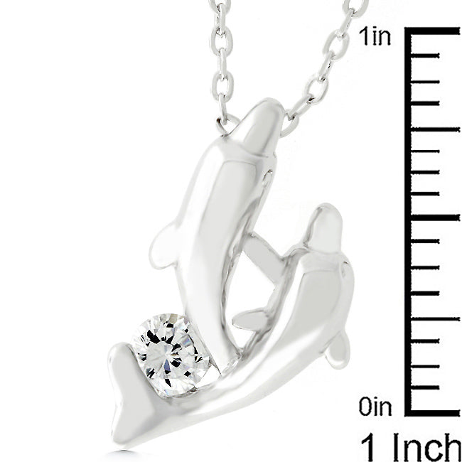 Dual Dolphin Pendant Necklace
