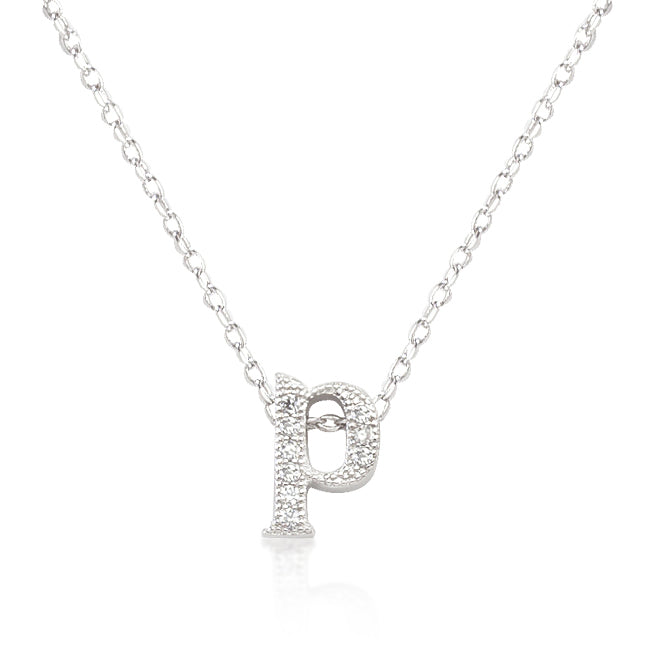 Micro-Pave Initial P Pendant Necklace