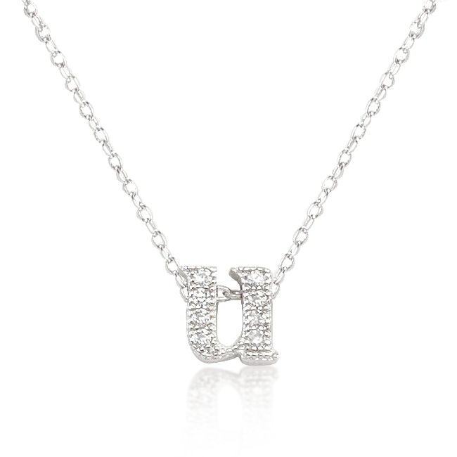 Micro-Pave Initial U Pendant Necklace