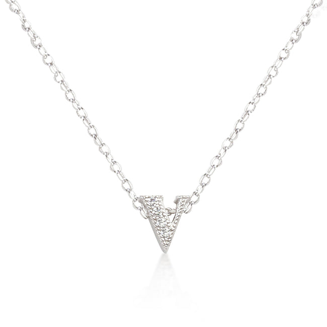 Micro-Pave Initial V Pendant Necklace