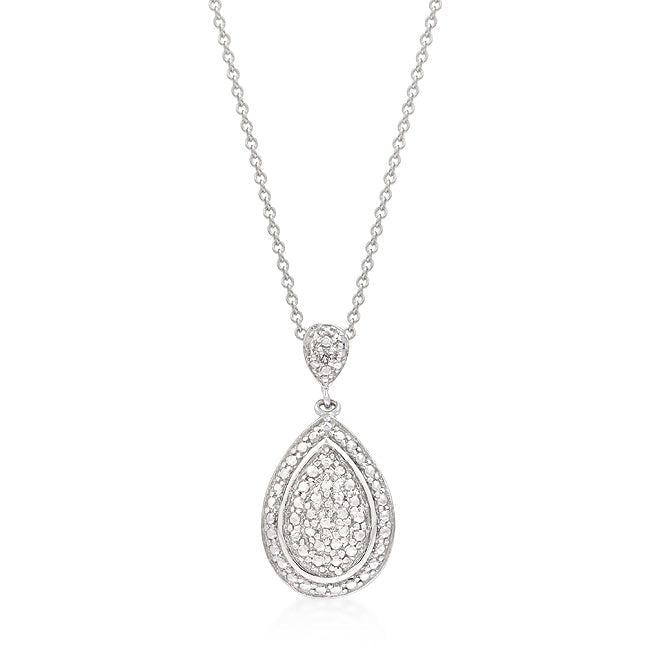 Teardrop Pave CZ Pendant Necklace