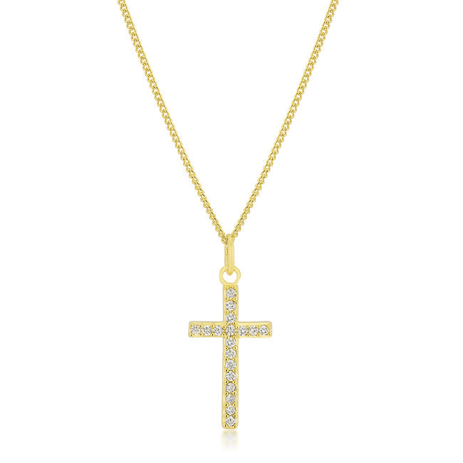 Simple Golden Cross Pendant Necklace