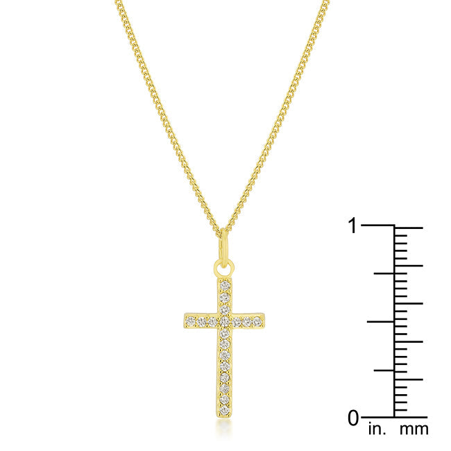 Simple Golden Cross Pendant Necklace