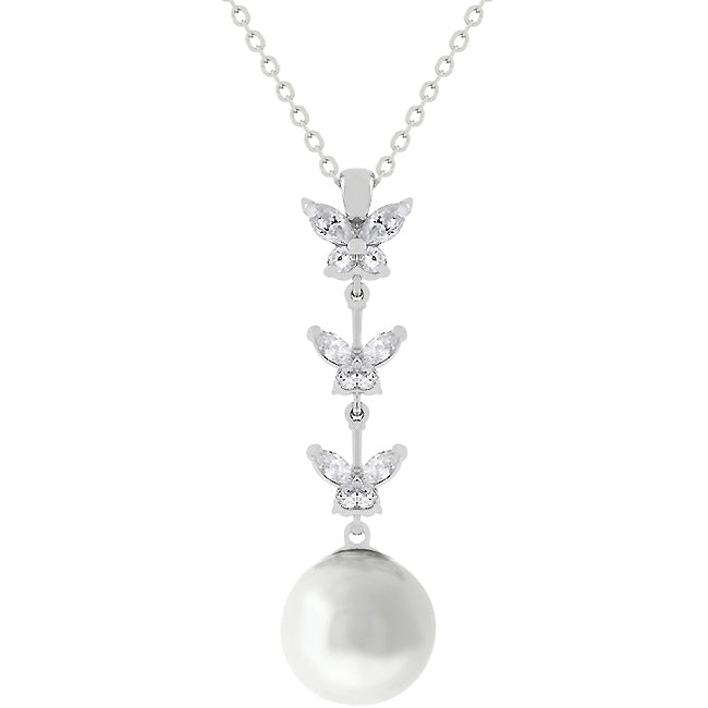 Beautiful Butterfly Pearl Pendant Necklace