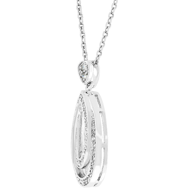 Elegant Double Teardrop CZ Pendant Necklace