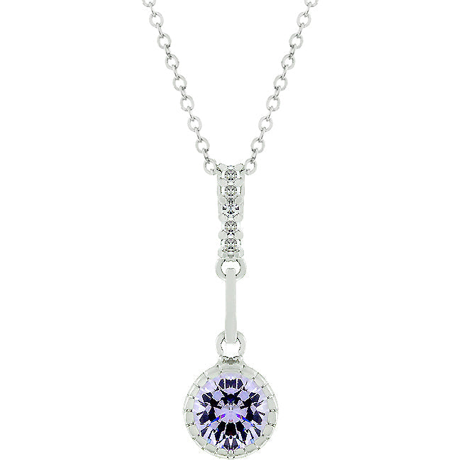 Lavender CZ Drop Pendant Necklace