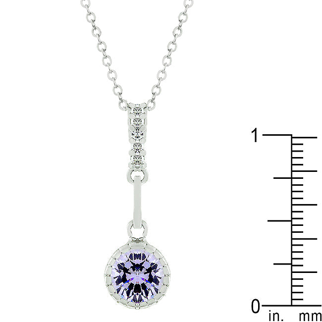 Lavender CZ Drop Pendant Necklace