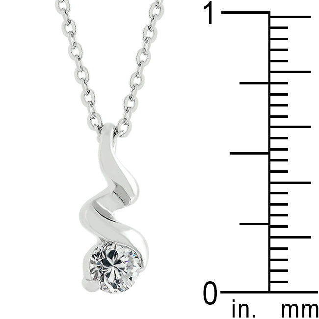 Rhodium Plated Finish Twist Pendant Necklace