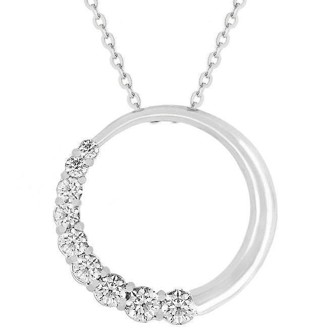 Graduated 1CT Cubic Zirconia Circle Pendant