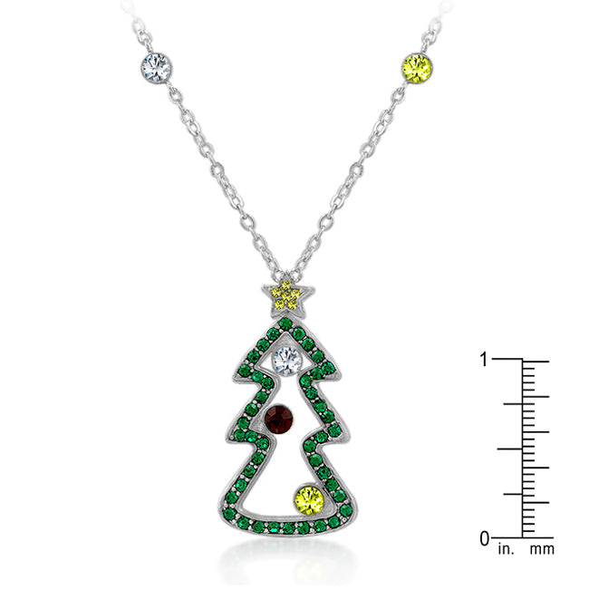 Festive Cubic Zirconia Christmas Pendant Necklace