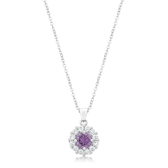 Bella Bridal Pendant Necklace in Purple
