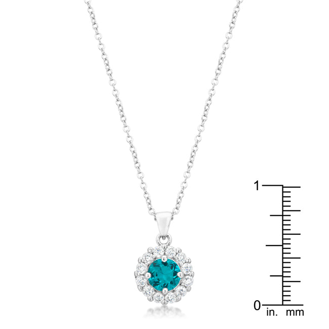 Beautiful Bella Bridal Aqua Pendant Necklace