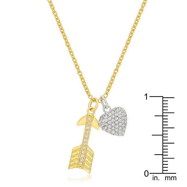 Pave Heart and Arrow Pendant Necklace