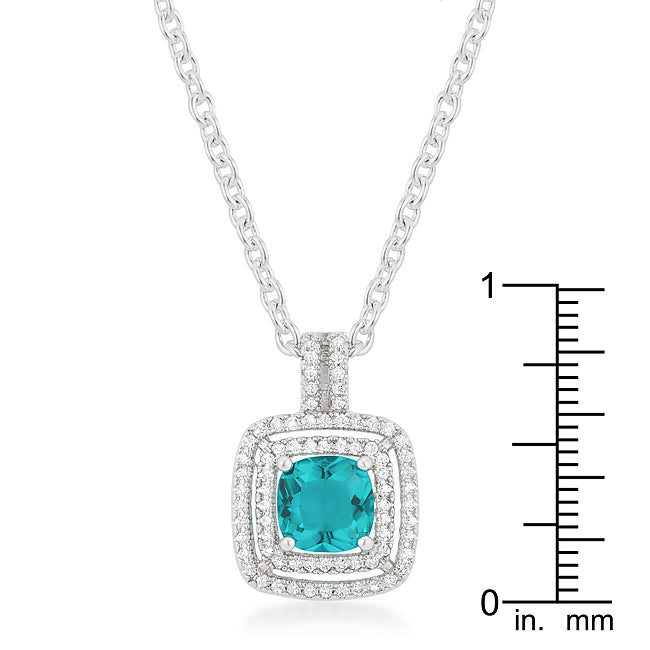 Aqua Halo Stud Pendant Necklace