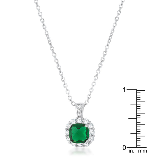 Gorgeous 2.6ct Emerald CZ Rhodium Classic Necklace