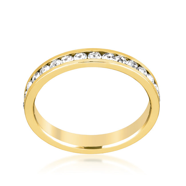 Stylish Stackable Clear Crystal Gold Eternity Band Ring