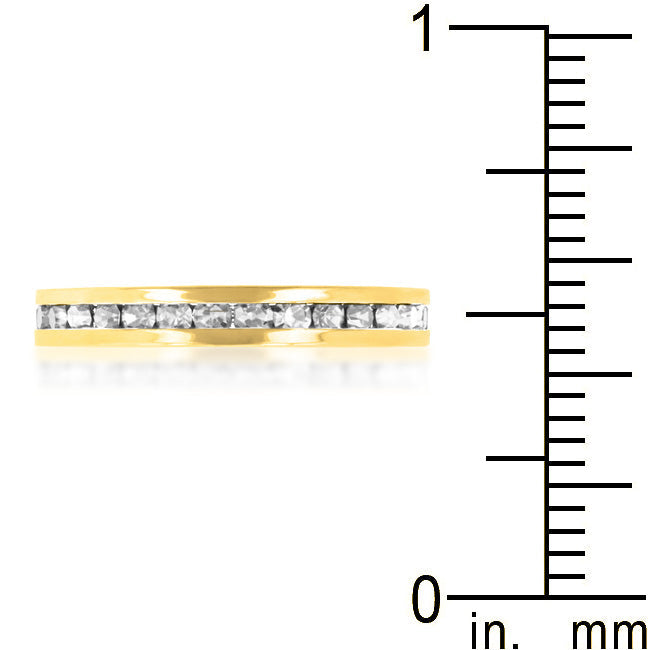 Stylish Stackable Clear Crystal Gold Eternity Band Ring