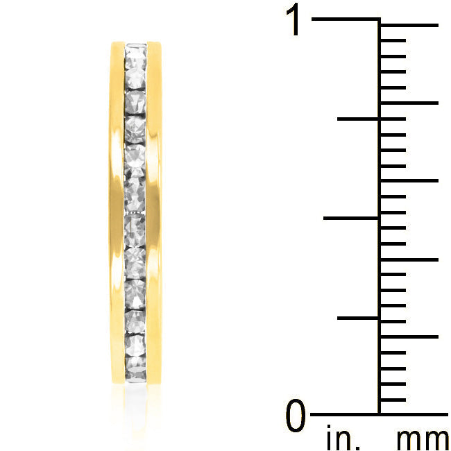 Stylish Stackable Clear Crystal Gold Eternity Band Ring