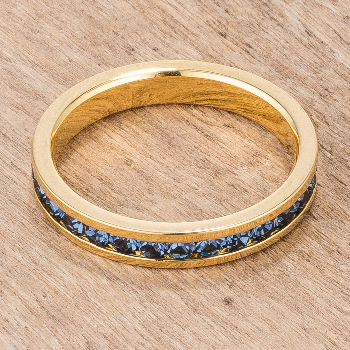Stylish Stackable Montana Blue Gold Eternity Band Ring