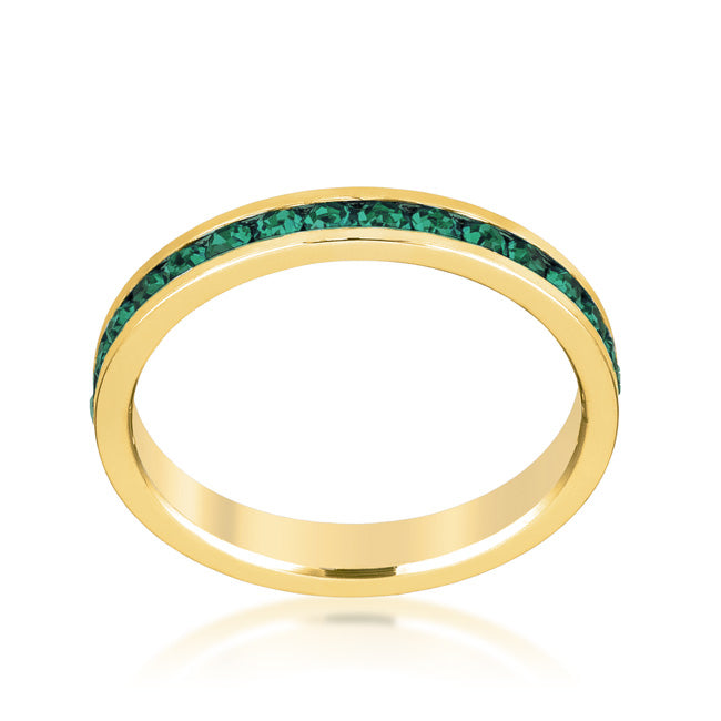 Stylish Stackable Eternity Green Crystal Ring