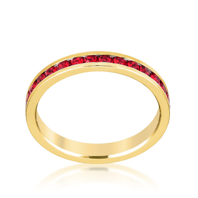 Stylish Stackable Ruby Red Gold Ring